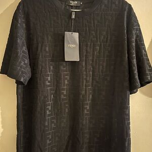 Fendi Textured Black Short Sleeve Tee